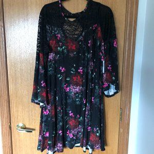 NWT Torrid Black Lace and Floral A-line Dress